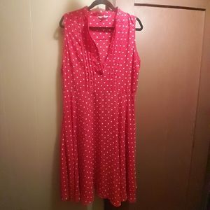 Womens red polka-dot dress.